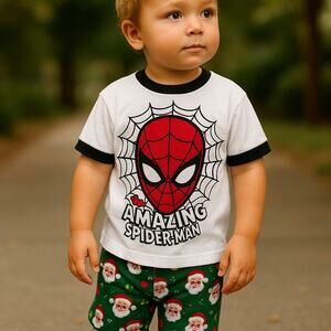 Gymboree Boys Tee Sz 4T Gym Friends Amazing Spider-Man Black White Ringer Shirt